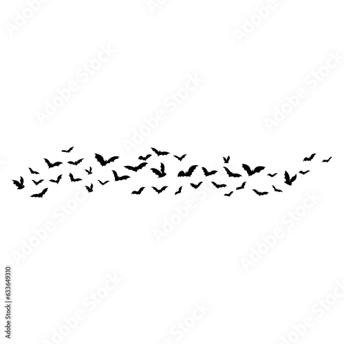 Halloween flying bats. Decoration element from scattered silhouettes. 