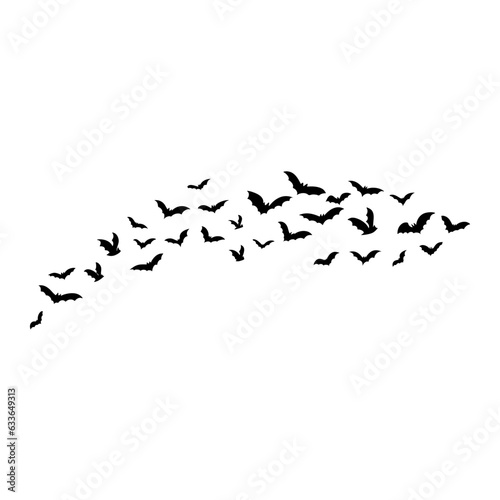 Halloween flying bats. Decoration element from scattered silhouettes. 