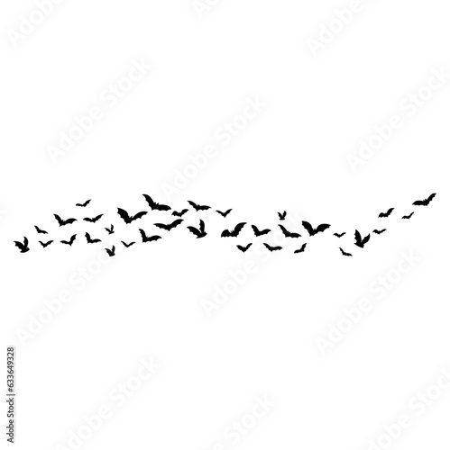 Halloween flying bats. Decoration element from scattered silhouettes. 