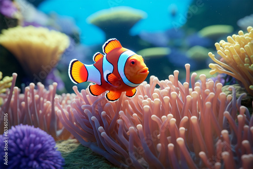 Anemone fish on coral reef