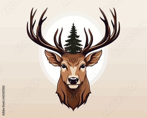 deer head with added tree vector