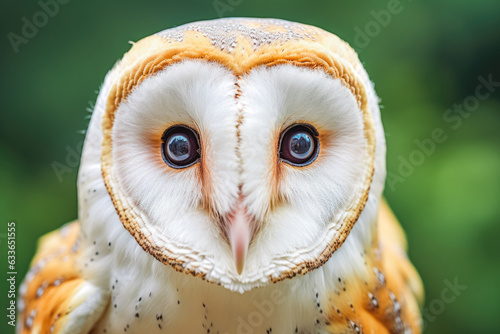 Common barn owl. Tyto alba head closeup. © VisualProduction