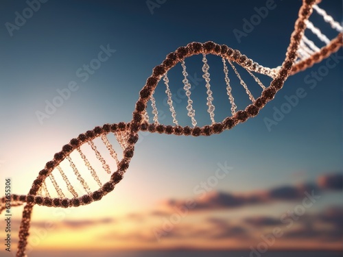 DNA gene helix spiral molecule structure . 3D illustration