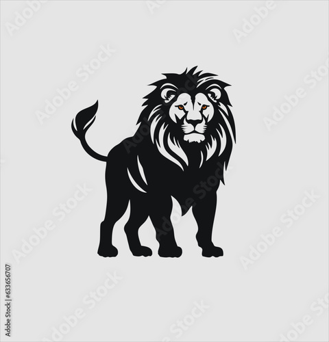Lion king silhouette black logo icon animal silhouette hand drawn illustration