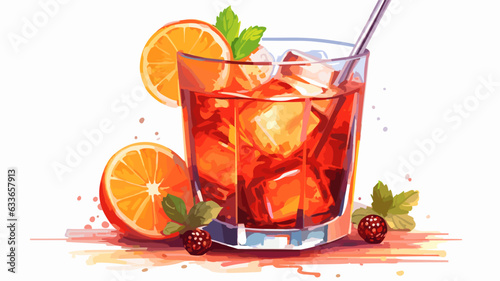 Drawing cocktail in a glass of soft drink on a white background vector