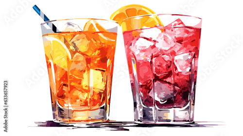 Drawing cocktail in a glass of soft drink on a white background vector