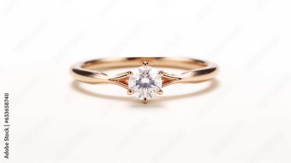 elegant gold ring with diamond isolated on white background. Generative Ai. elegant gold ring with diamond isolated on white background. Generative Ai.