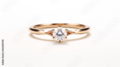 elegant gold ring with diamond isolated on white background. Generative Ai. 