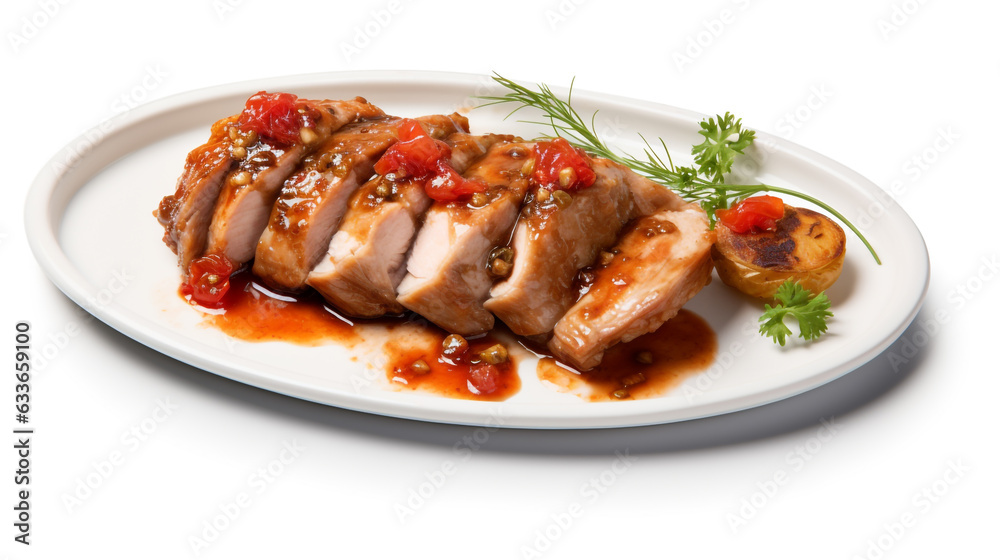grilled pork ribs with vegetables. Generative Ai. 