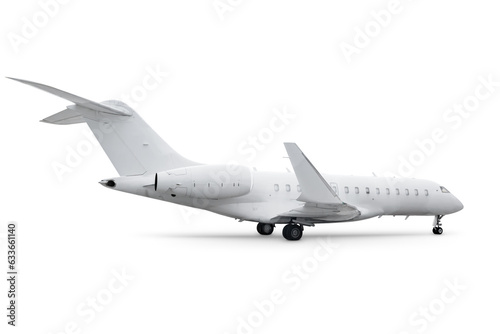 White modern private jet isolated