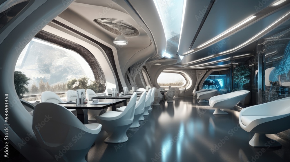 Sci-fi futuristic restaurant of the future Sci-fi futuristic restaurant of the future