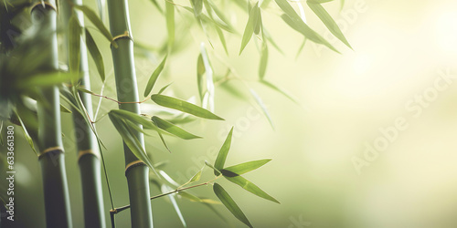 Lush green bamboo leaves in natural environment. A symbol of growth and harmony. © iconogenic