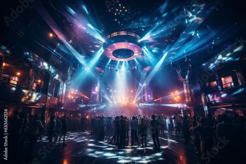 Dazzling Light Show Illuminating The Nightclub, Generative AI