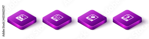 Set Isometric TIFF file document, PSD, MSG and OGG icon. Vector