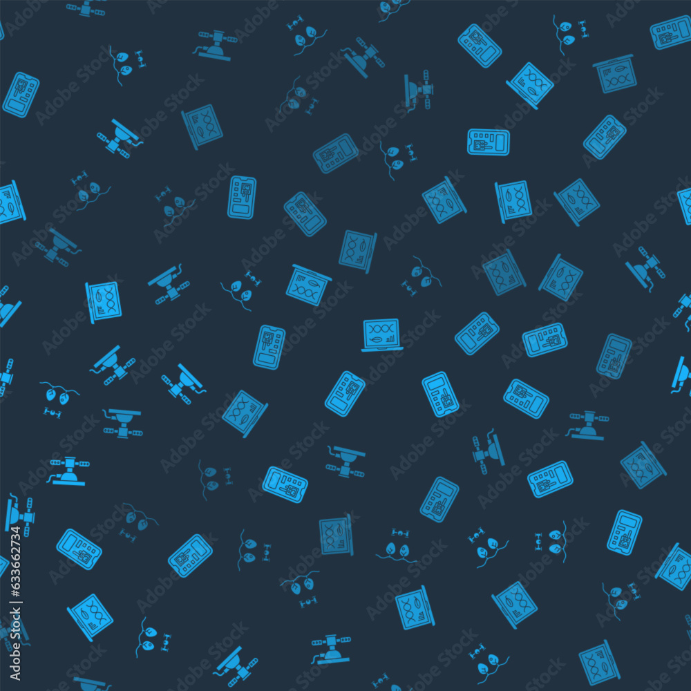 Set Smart farm with drone, control farming system, Genetic engineering modification and Automatic irrigation sprinklers on seamless pattern. Vector