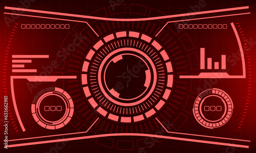 HUD sci-fi interface screen view red design virtual reality futuristic technology display vector