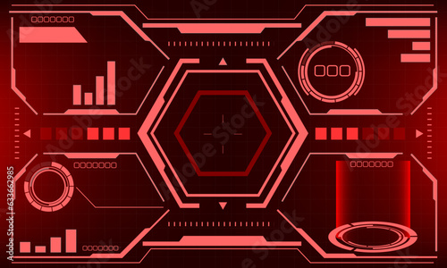 HUD sci-fi interface screen view red design virtual reality futuristic technology display vector