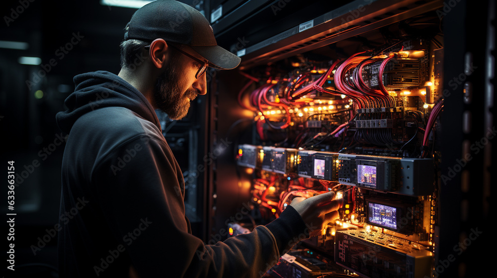 Electrician engineer worker. Generative Ai