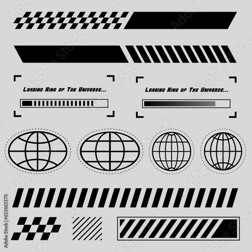 Sport street wear elements, retro futurist elements