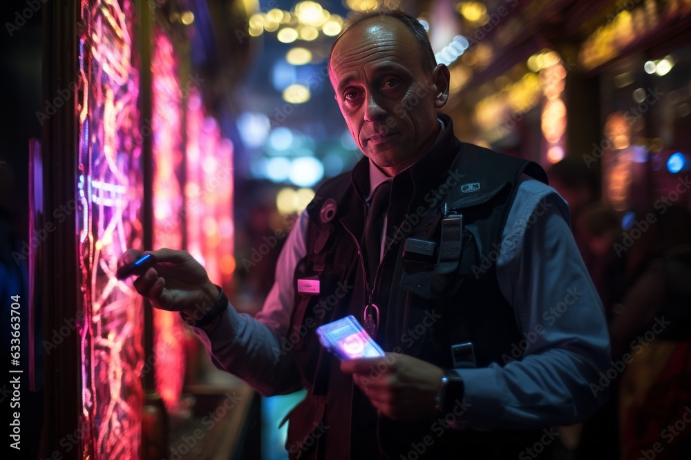 Nightclub Bouncer Checking IDs, Generative AI Nightclub Bouncer Checking IDs, Generative AI