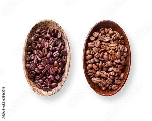 Bilde på lerret Coffee beans in wooden bowls