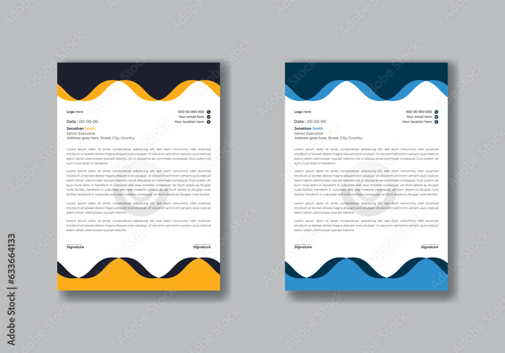 Professional modern business and corporate letterhead template. and Multipurpose business letterhead template.