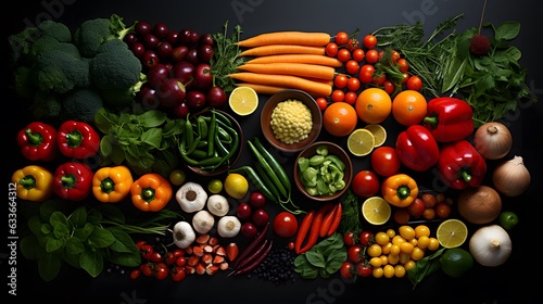 Colorful Botanical Fruit and Veg Petals Arrangement