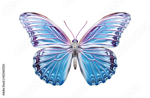 Blue white butterfly with spread wings cut out on transparent background © colnihko