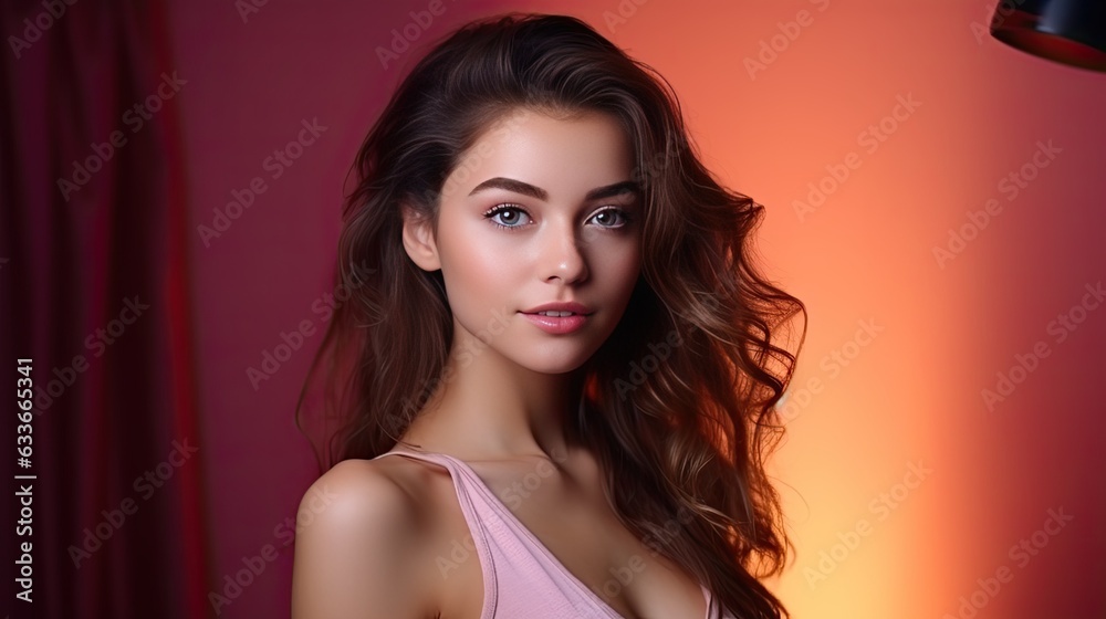 Woman in studio advertising portrait with blank background and space for copy Selective focus