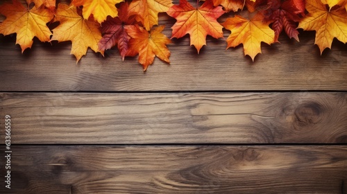 Fall foliage on a wooden backdrop