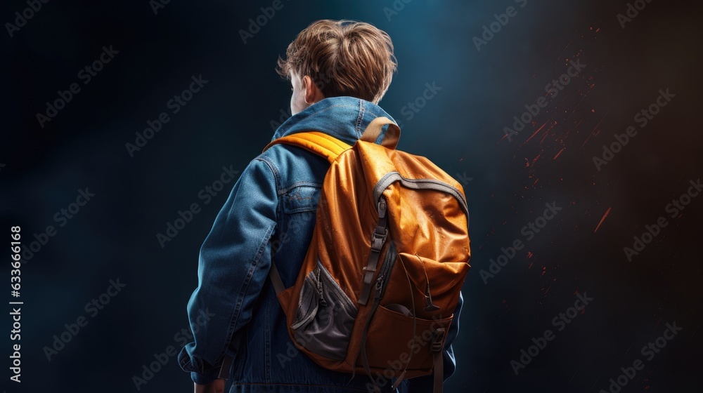 Student male carrying backpack Idea of returning to educational institution Student male carrying backpack Idea of returning to educational institution