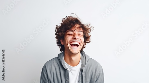 Smiling young man s portrait on white background Space for text