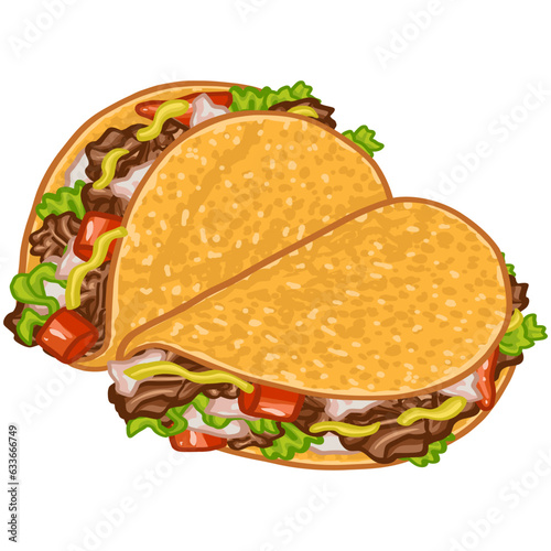 Birria Taco Quesabirria Tacos Mexican Food Vector Illustration Drawing