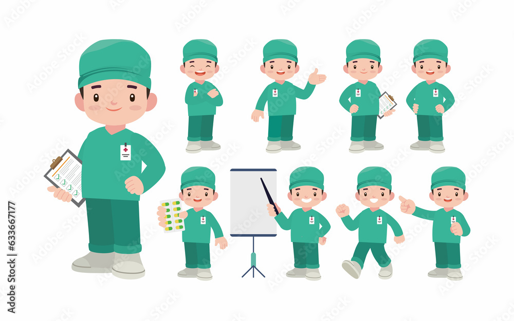 Set of doctor with different poses Set of doctor with different poses