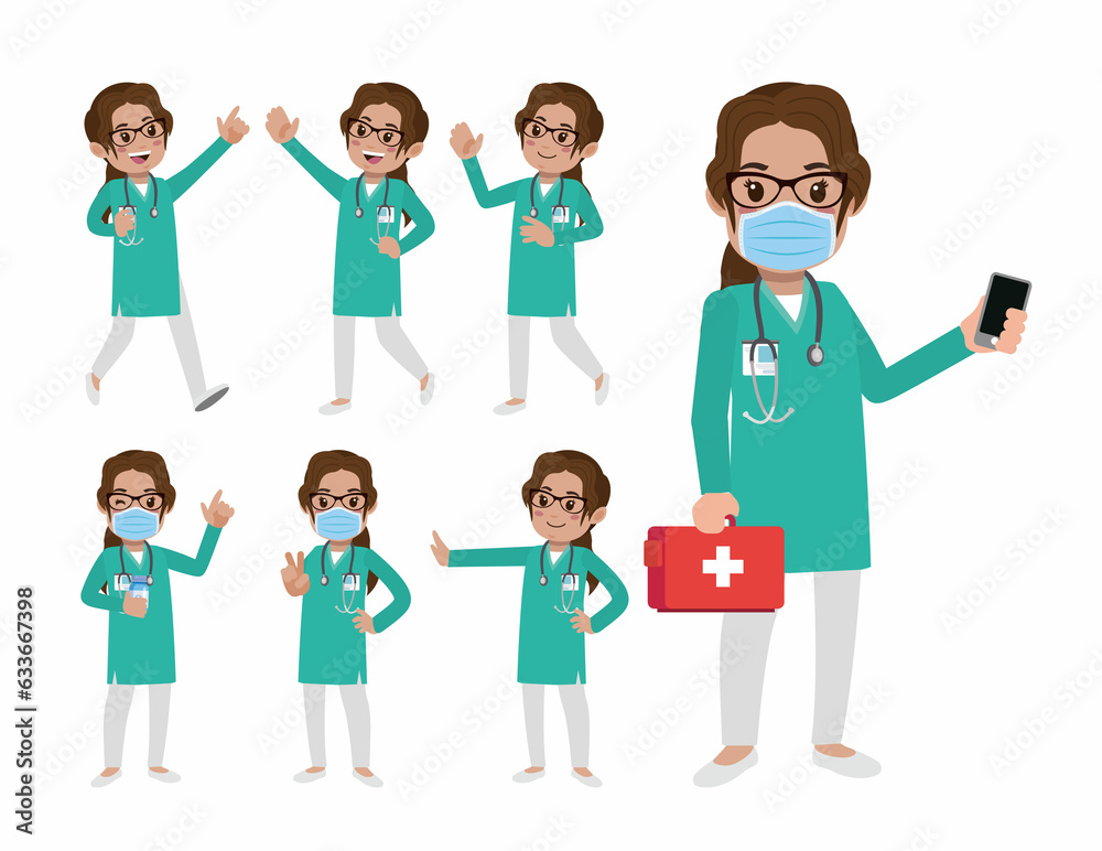 Set of doctor with different poses Set of doctor with different poses