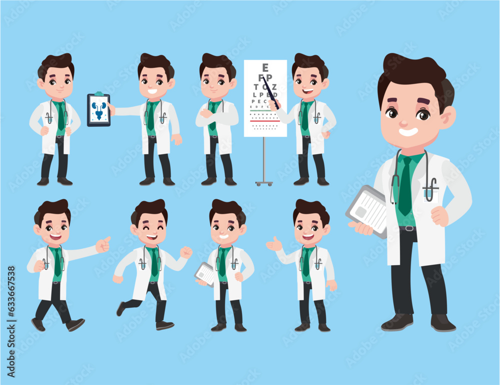 Set of doctor with different poses Set of doctor with different poses