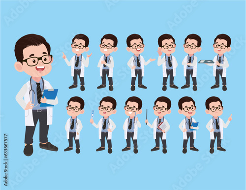Set of doctor with different poses