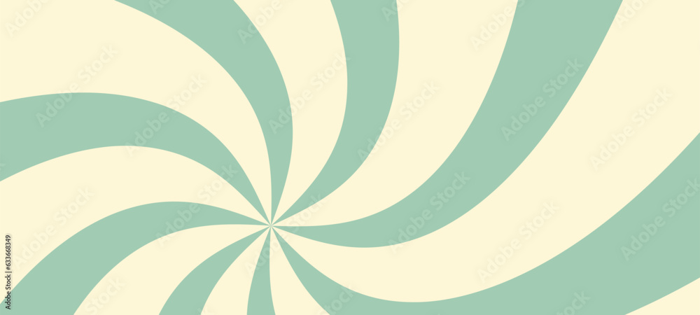 Sunburst pattern background with vibrant sun rays, green hues. Retro spiral and swirl design with wavy circles in shades of yellow. Flat vector illustration isolated Sunburst pattern background with vibrant sun rays, green hues. Retro spiral and swirl design with wavy circles in shades of yellow. Flat vector illustration isolated