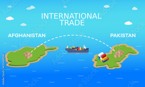 Afghanistan and Pakistan international trade relation. Vector illustration design