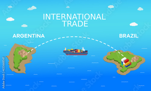 Argentina and Brazil international trade relation. Vector illustration design