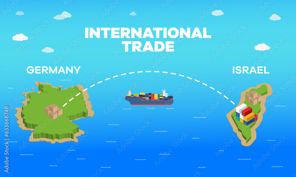 Naklejka premium Israel and Germany international trade relation. Vector illustration design