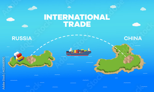 Russia and China international trade relation. Vector illustration design
