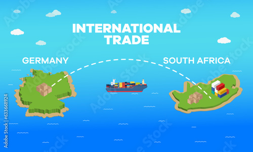 South Africa and Germany international trade relation. Vector illustration design