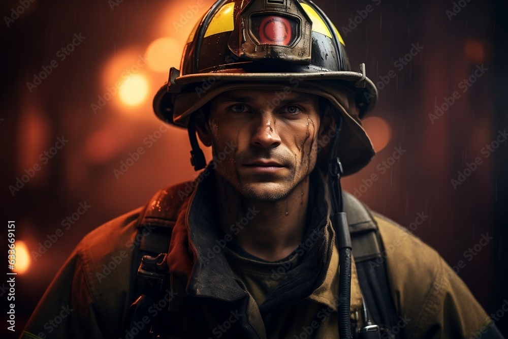 Courageous Fireman Artwork. Generative AI