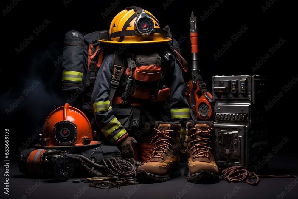 Heroic Firefighter Equipment. Generative AI