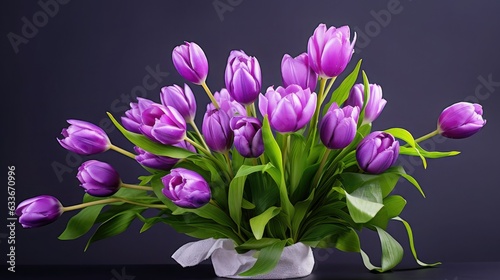 plant violet tulips isolated on white background