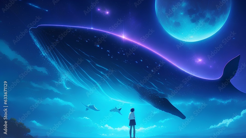 moon and stars with whale moon and stars with whale