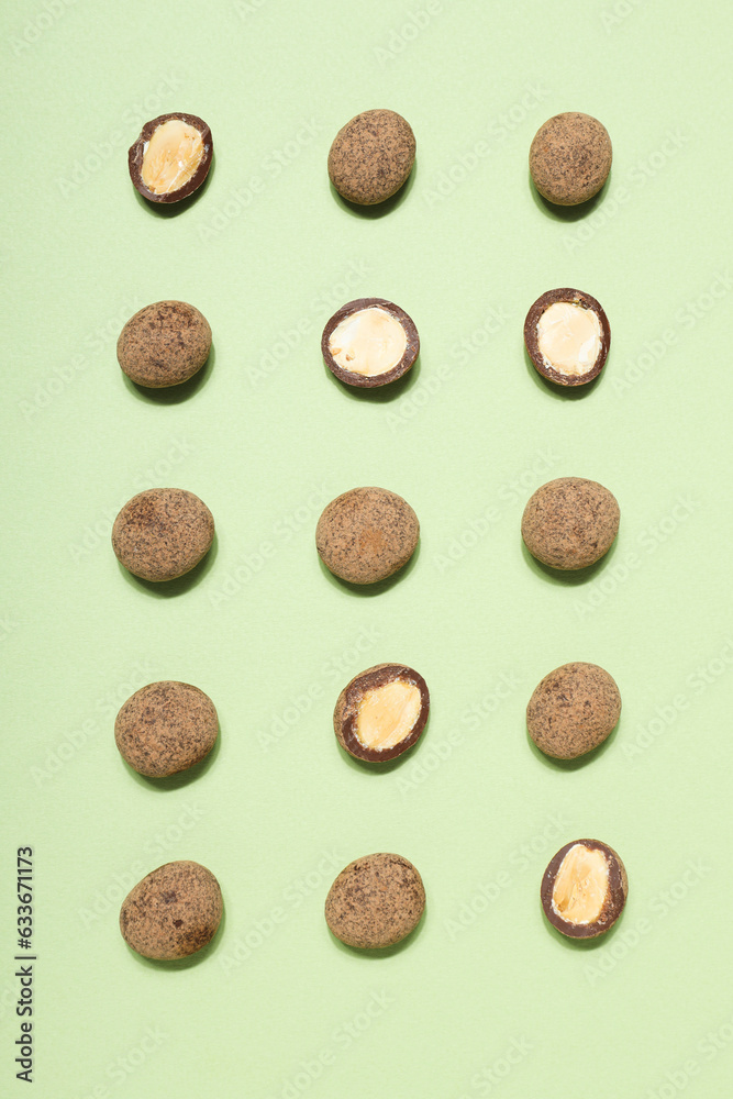 Tasty and sweet food - almonds in chocolate Tasty and sweet food - almonds in chocolate