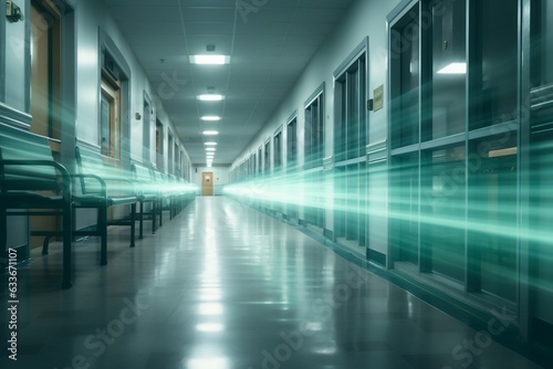 Hospital Corridor Blur. Generative AI