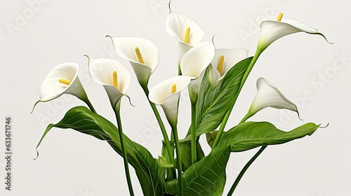 Tableau sur toile plant white calla lillies isolated on white background